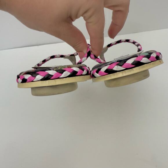 Emilio Pucci Multicolor Printed Flip Flop Slides Shoes Pink/Black | Fit US 9.5 - Picture 9 of 11
